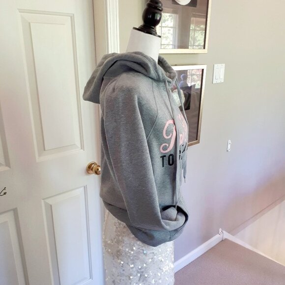 NWT Ardene grey “Too Glam" graphic print hooded sweatshirt, S - Picture 6 of 11
